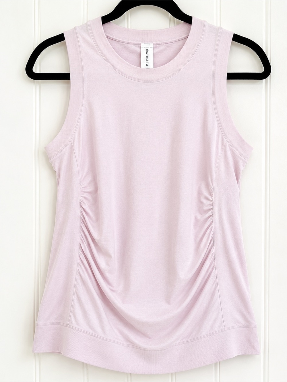 Athleta Foresthill Ascent Tank Top Light Pink Ruched Sleeveless Top Size M